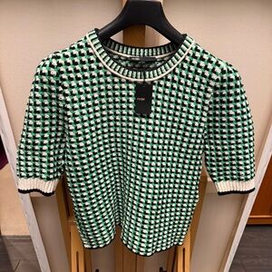 Maje Black and Green Knit Top